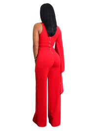 ONE-SHOULDER JUMPSUIT CHRISTINE red