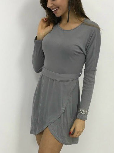 MINI DRESS WITH BELT BARBARA grey