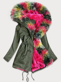 PARKA JACKET  HENRIANT khaki with colorful fur