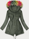 PARKA JACKET  HENRIANT khaki with colorful fur