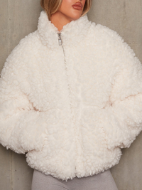 CROPPED FLUFFY JACKET GETRION WHITE