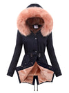 <tc>Parka kabát Marjory tmavomodrý s ružovou kožušinou</tc>