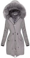 PARKA JACKET MARJORY grey with grey fur