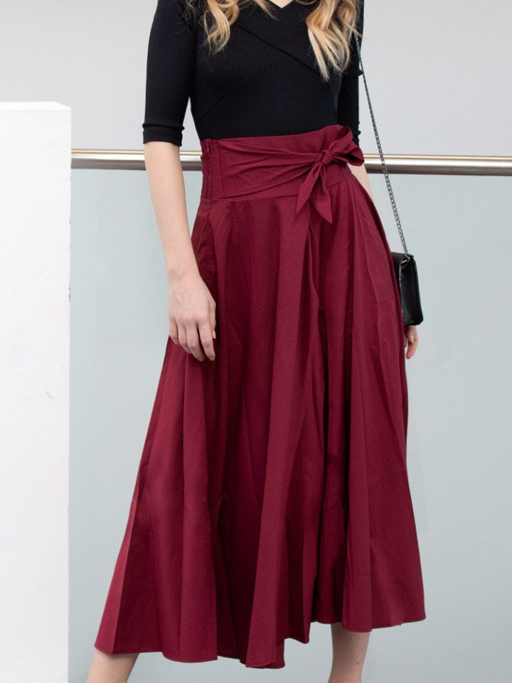 BELTED MAXI SKIRT JANICE red