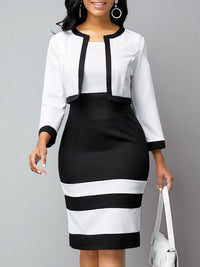 <tc>Elegantiška suknelė Leonna juodai balta</tc>