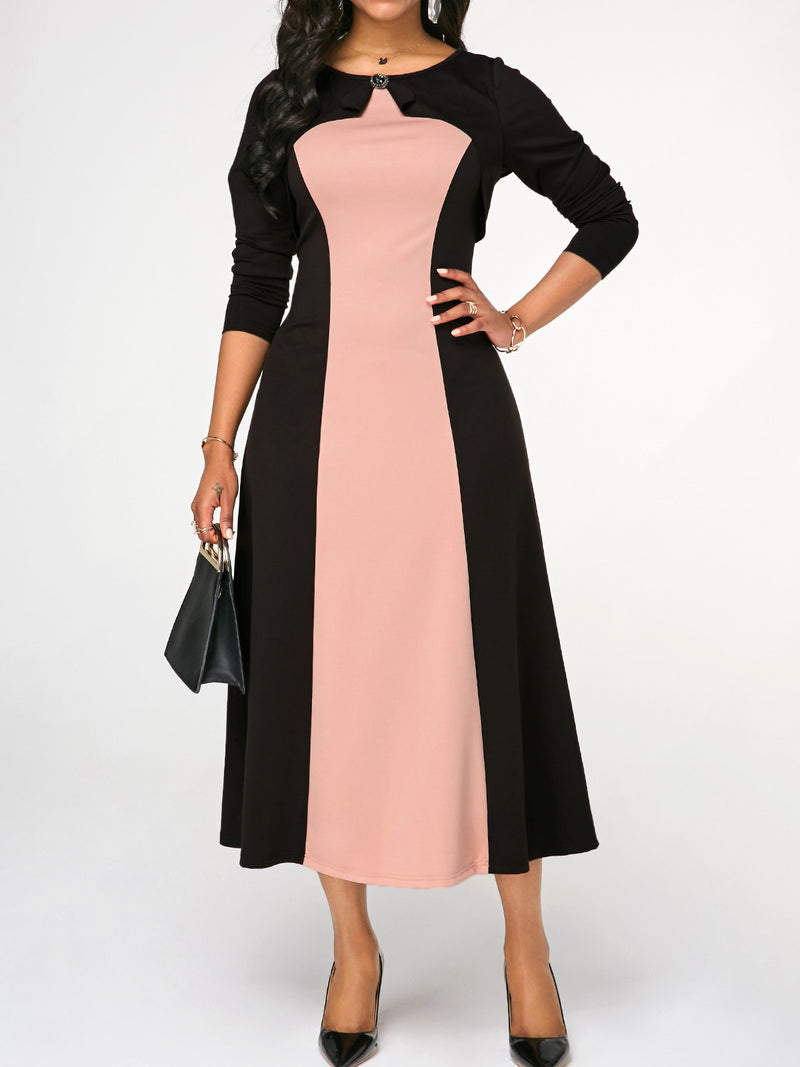 <tc>Elegantiška suknelė Kamalla juoda ir rožinė</tc>