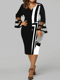 <tc>Plus size obleka Keona črno-bela</tc>