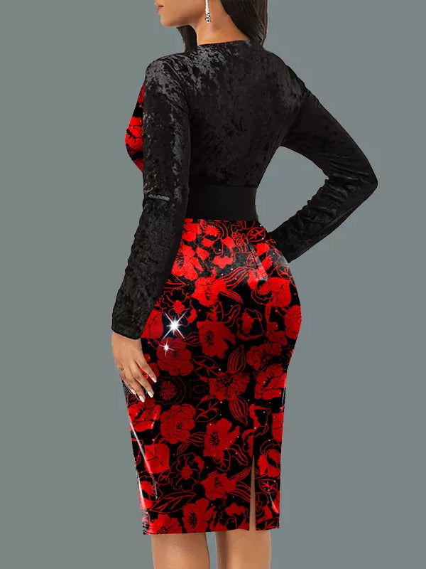ELEGANT DRESS BRONWEN black and red