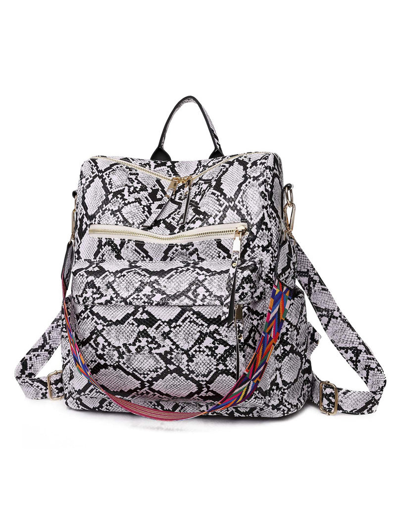 RUCKSACK DEANN WITH SNAKE PRINT white