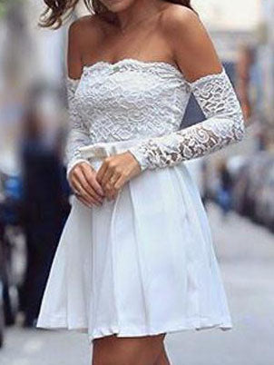 <tc>Elegantiška nėriniuota suknelė Abbie balta</tc>