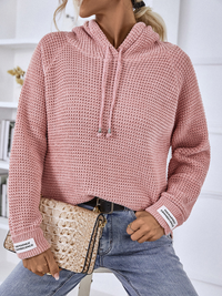 <tc>Pleten pulover s kapuco Trotiral roza<br></tc>