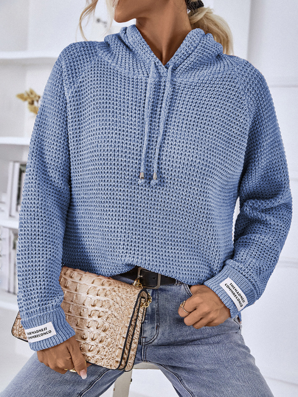 LONG KNITTED HOODY  TROTIRAL BLUE
