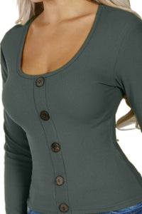 BUTTONED LONG SLEEVE TOP VICENTA grey