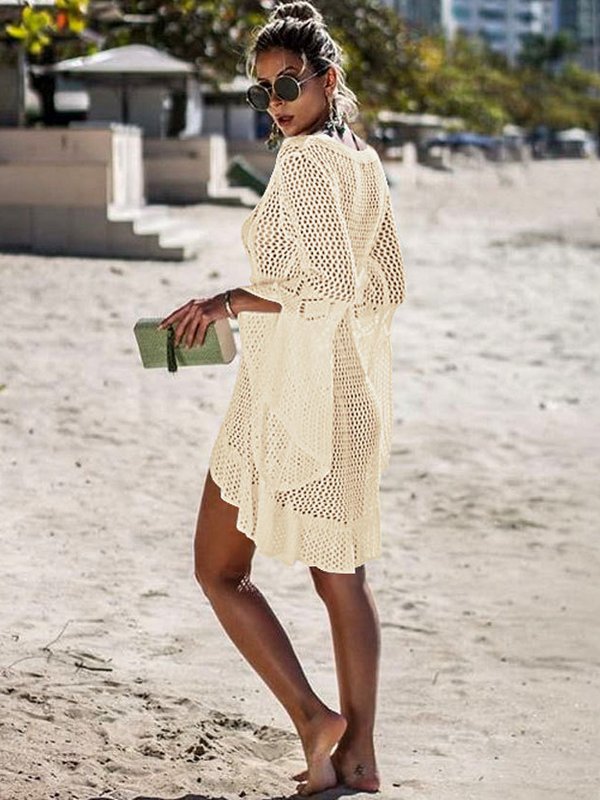 <tc>Kvačkana mini obleka za na plažo Zita bež</tc>